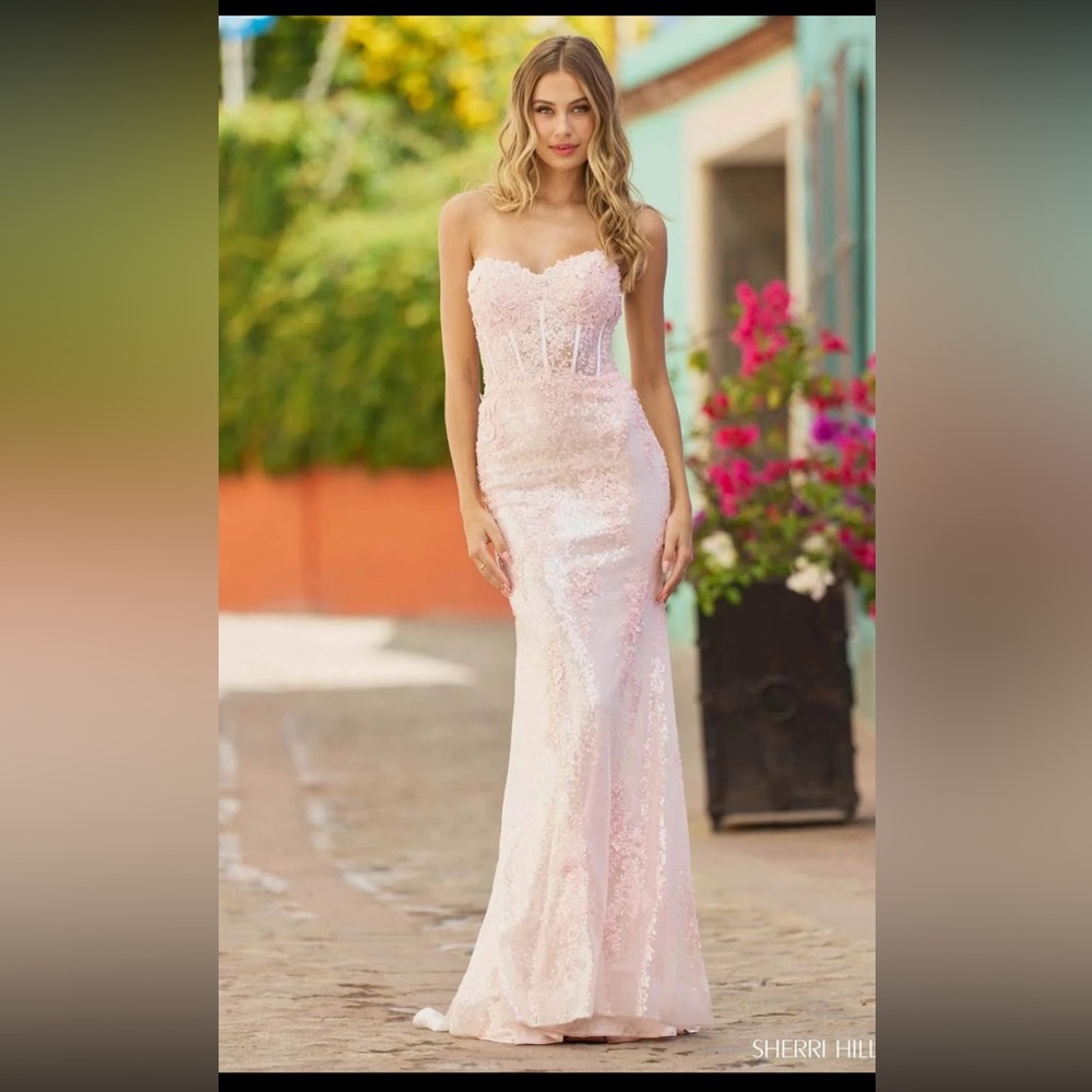 Sherri Hill Pink Strapless Gown (price negotiable)